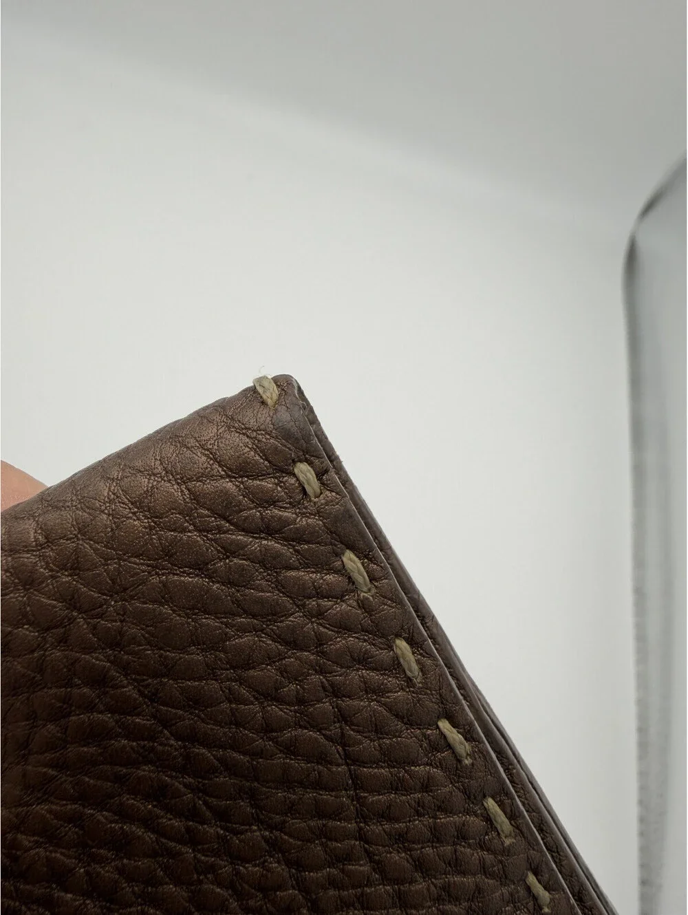 Authentic Fendi Selleria Small Bifold Wallet Hand-Stitched Roman Leather Brown